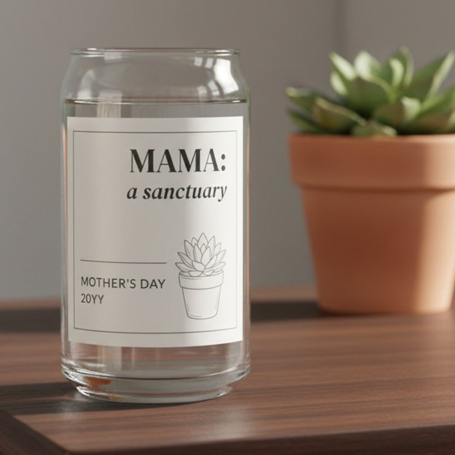 Mother's Day Minimalist Mama Sanctuary Botanical Dosenglas (mother's day can glass - easy to edit for mama, mom, mum, mother .. )