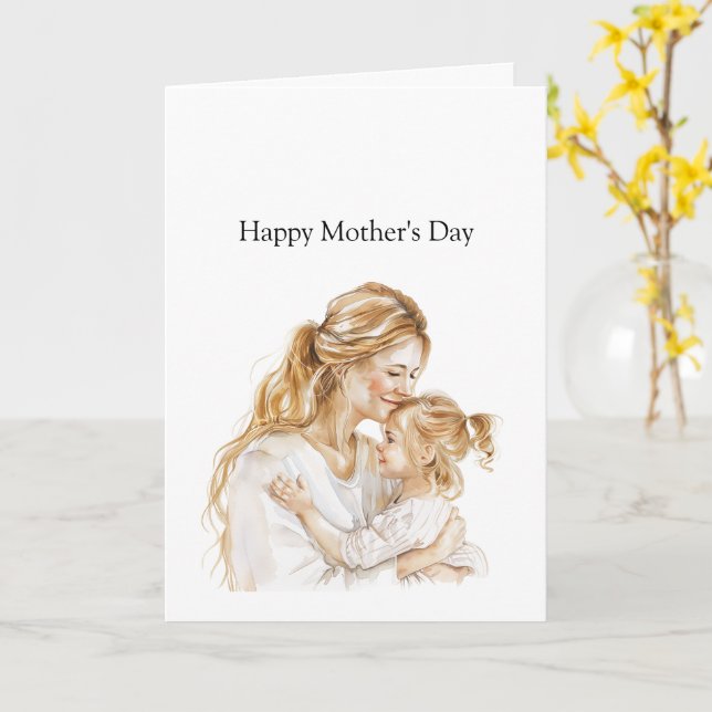 Mother's Day Mom Daughter Blond Karte (Gelbe Blume)