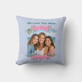 Mother's Day Mom Photo Throw Pillow Roses Lavender Kissen