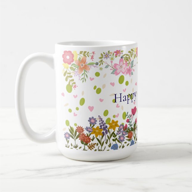 Mother's Day Mug with Floral Backdrop and Heartfel Kaffeetasse (Links)