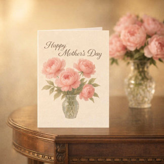 Mother's Day Pink Floral Peonies  Karte