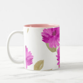 Mother's Day pink floral print & pink inside mug Zweifarbige Tasse