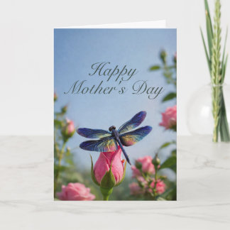 Mothers Day Rose Bud Dragonfly Card Karte