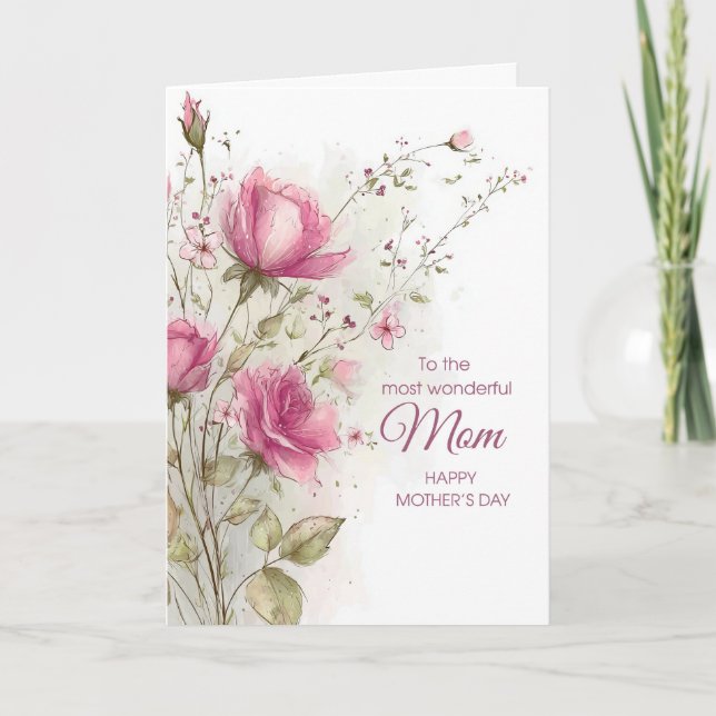 Mother's Day Soft Feminine Pink Floral Karte (Vorderseite)