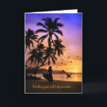 Mothers Day Tropical Beach Paradise with Palm Karte<br><div class="desc">Wish someone a bit of paradise on the Mother's Day holiday with this pretty tropical island at sunset card.</div>