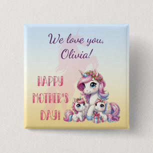 Mother's Day Unicorn-Themed Party Button