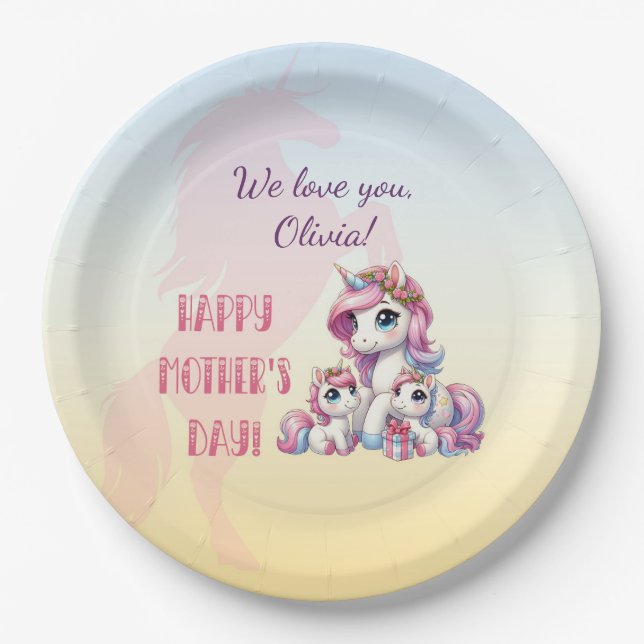 Mother's Day Unicorn-Themed Party Pappteller (Vorderseite)
