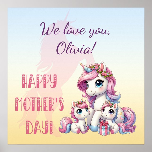 Mother's Day Unicorn-Themed Party Poster (Vorne)