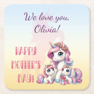 Mother's Day Unicorn-Themed Party Rechteckiger Pappuntersetzer