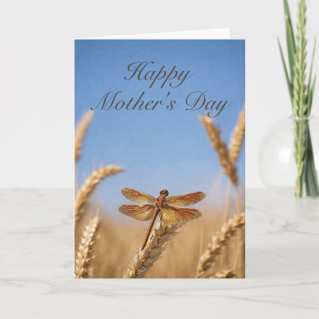 Mothers Day Wheat Golden Dragonfly Card Karte (Vorderseite)