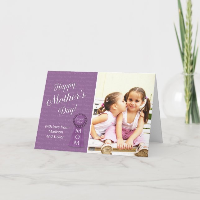Mother's Day World's Best Mama Custom Foto & Name Karte (Vorderseite)