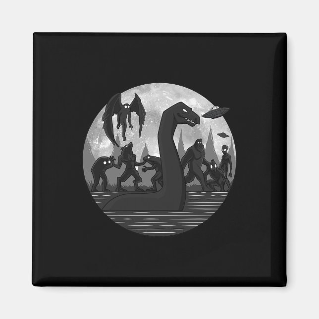 Mothman Bigfoot Loch Ness Monster Außerirdischen U Magnet (Vorne)