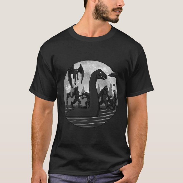 Mothman Bigfoot Loch Ness Monster Außerirdischen U T-Shirt (Vorderseite)