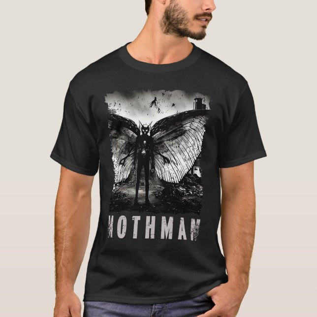Mothman Creepy Photo Cryptid Distressed T-Shirt (Vorderseite)