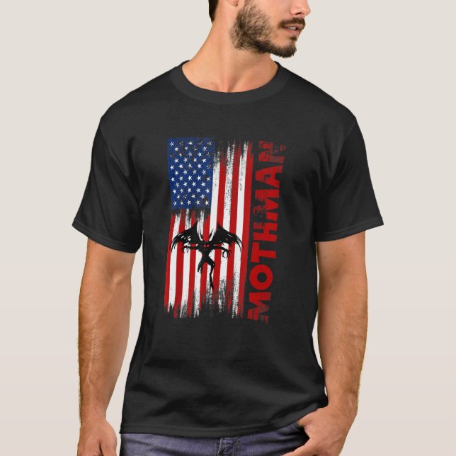 Mothman Cryptid Cryptozoology American Flag T-Shirt (Vorderseite)