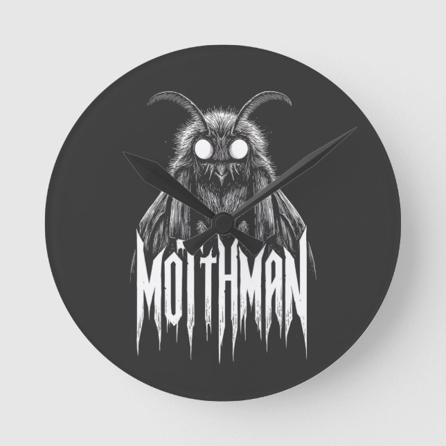 Mothman Cryptid Horror Gothic Paranormal Creature  Runde Wanduhr (Vorderseite)