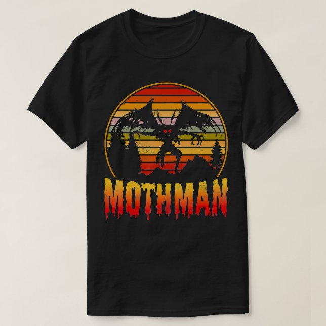 Mothman Cryptid Vintage Sunset  T-Shirt (Design vorne)