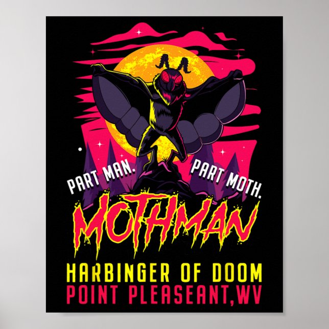 Mothman Fun Cryptid Harbinger Part Man Part Moth Poster (Vorne)