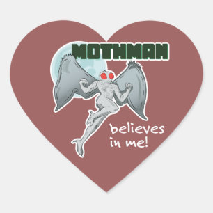 Mothman glaubt an mich!   Punkt angenehm, WV Herz-Aufkleber