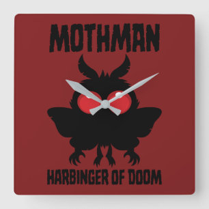 Mothman - Gruselig süßer Vorbote des Untergangs Quadratische Wanduhr