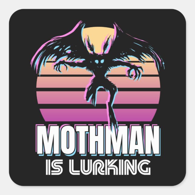 Mothman lauert 80er Cryptid Gift Quadratischer Aufkleber (Vorderseite)