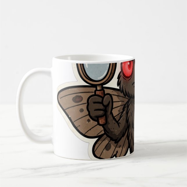 Mothman-Meme-Untersuchung Kaffeetasse (Links)
