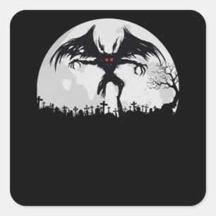 Mothman Moon Cryptid Point Pleasant Gift Quadratischer Aufkleber