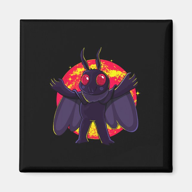 Mothman Niedlich Cryptid Creatures Point Pleasant  Magnet (Vorne)