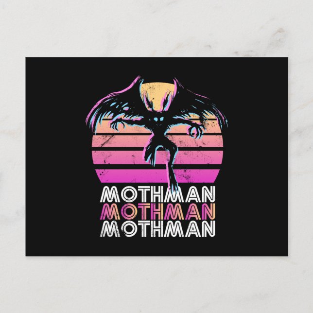 Mothman Retro 80er thematisch Geschenk Postkarte (Vorderseite)