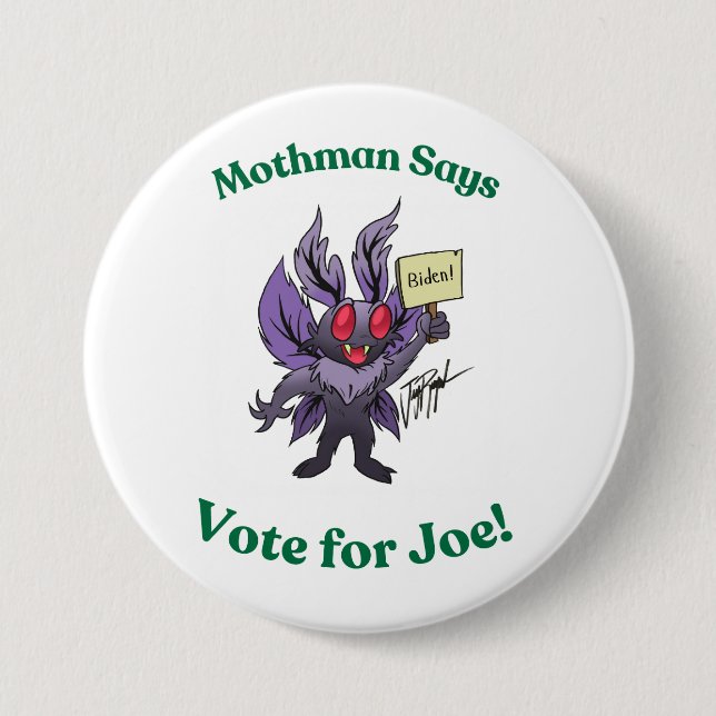 Mothman sagt "Abstimmung für Joe" Button (Vorderseite)