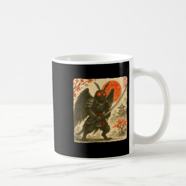 Mothman Samurai Japanese Warrior Costume Sumi-e Ar Kaffeetasse (Rechts)