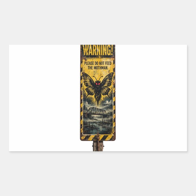 Mothman-Schild "Füttern verboten" Aufkleber (Vorderseite)