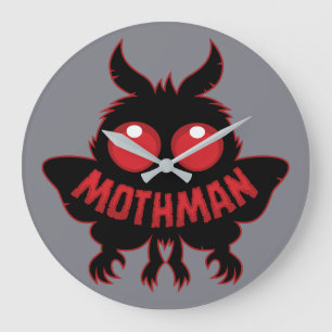 Mothman-Silhouette mit roten Augen Große Wanduhr