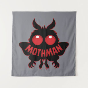 Mothman-Silhouette mit roten Augen Wandteppich