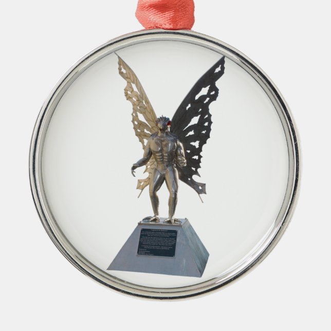 Mothman Statue von Point Pleasant West Virginia Silbernes Ornament (Vorne)