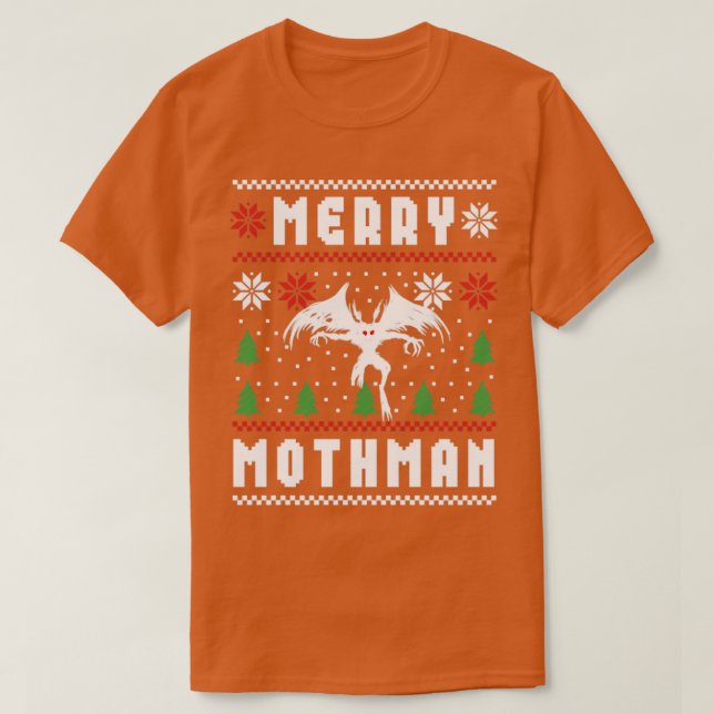 Mothman Ugly Christmas Sweater Merry Mothman T-Shirt (Design vorne)