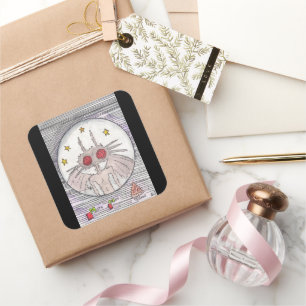 Mothman und Pizza Quadratischer Aufkleber