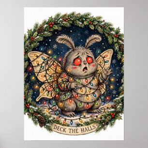 Mothman-Weihnachtslichter-Plakat Poster