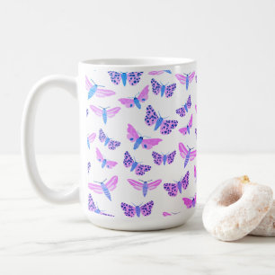 Moths Muster Pink Blau Lila Kaffeetasse