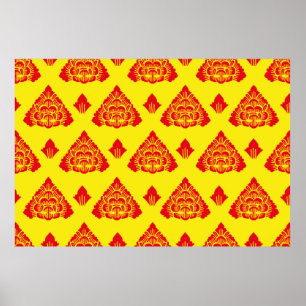 Motif Bali, Indonesien, mit modernen Farben. Vinta Poster