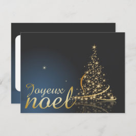 Motif de Noël bleu avec arbre de Noël doré Einladung