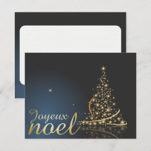 Motif de Noël bleu avec arbre de Noël doré Einladung
