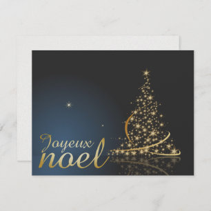 Motif de Noël bleu avec arbre de Noël doré Einladung