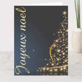 Motif de Noël bleu avec arbre de Noël doré Karte