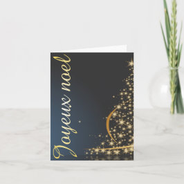 Motif de Noël bleu avec arbre de Noël doré Karte