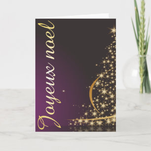 Motif de Noël pourpre avec arbre de Noël doré Karte