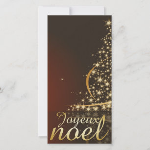 Motif de Noël rouge avec arbre de Noël doré Feiertagskarte