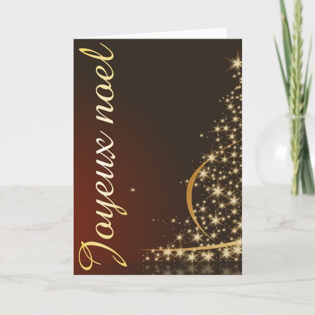 Motif de Noël rouge avec arbre de Noël doré Karte (Vorderseite)