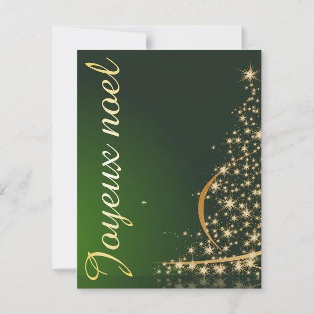 Motif de Noël vert avec arbre de Noël doré Einladung (Vorderseite)