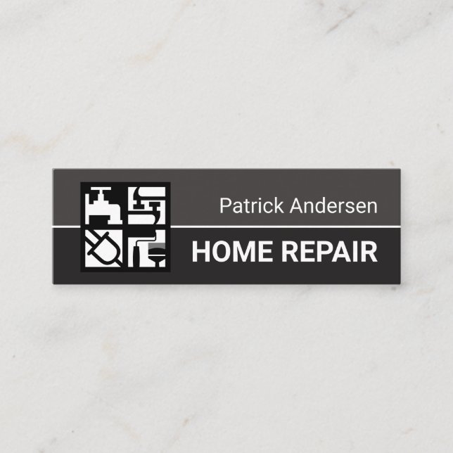 Motif für graue Berufliche Bauwerkzeuge Mini Visitenkarte (Vorderseite)